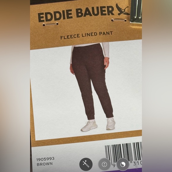 Eddie Bauer Pants - Eddie Bauer women’s brown Fleece Lined elastic waist jogger Pants drawstring